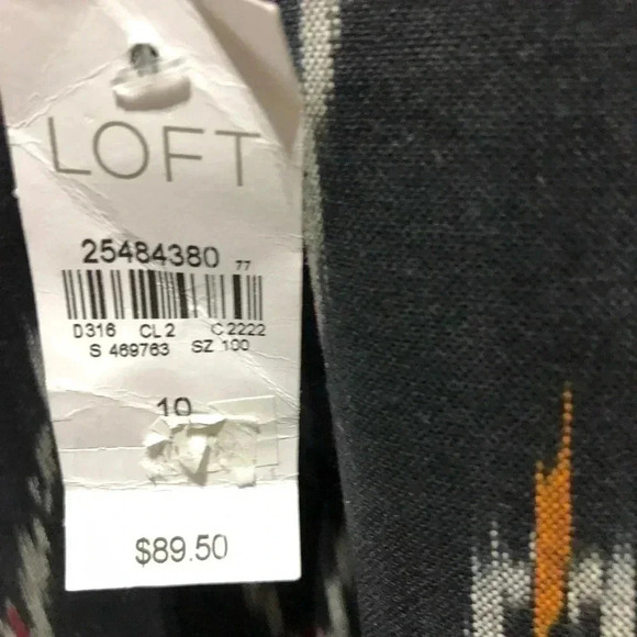 LOFT Strappy X-back V-neck, Lined,Side Zipper,black pattern Summer midi - Picture 5 of 10